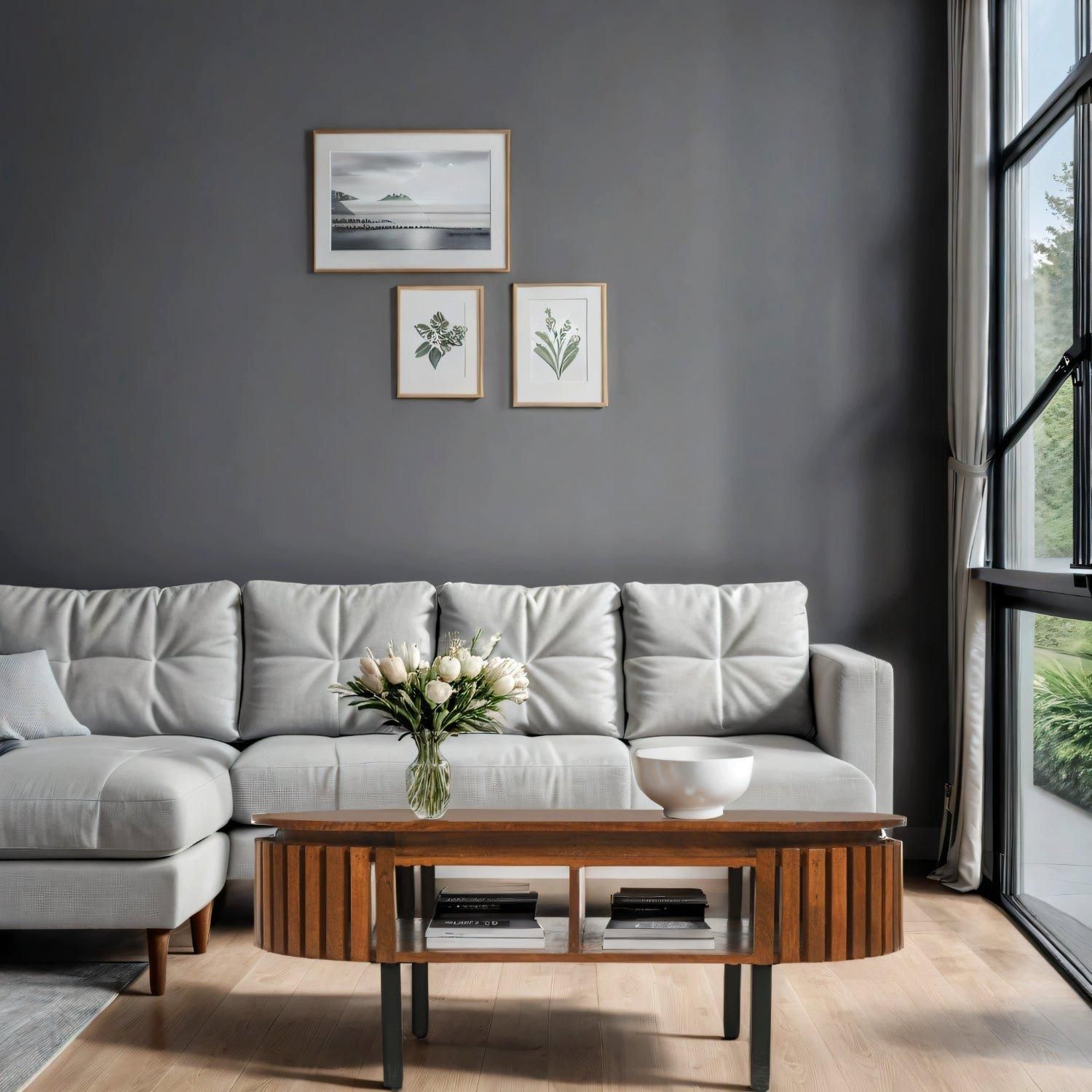 IH Design Carney Mango Wood Slatted Rectangular Coffee Table in Brown