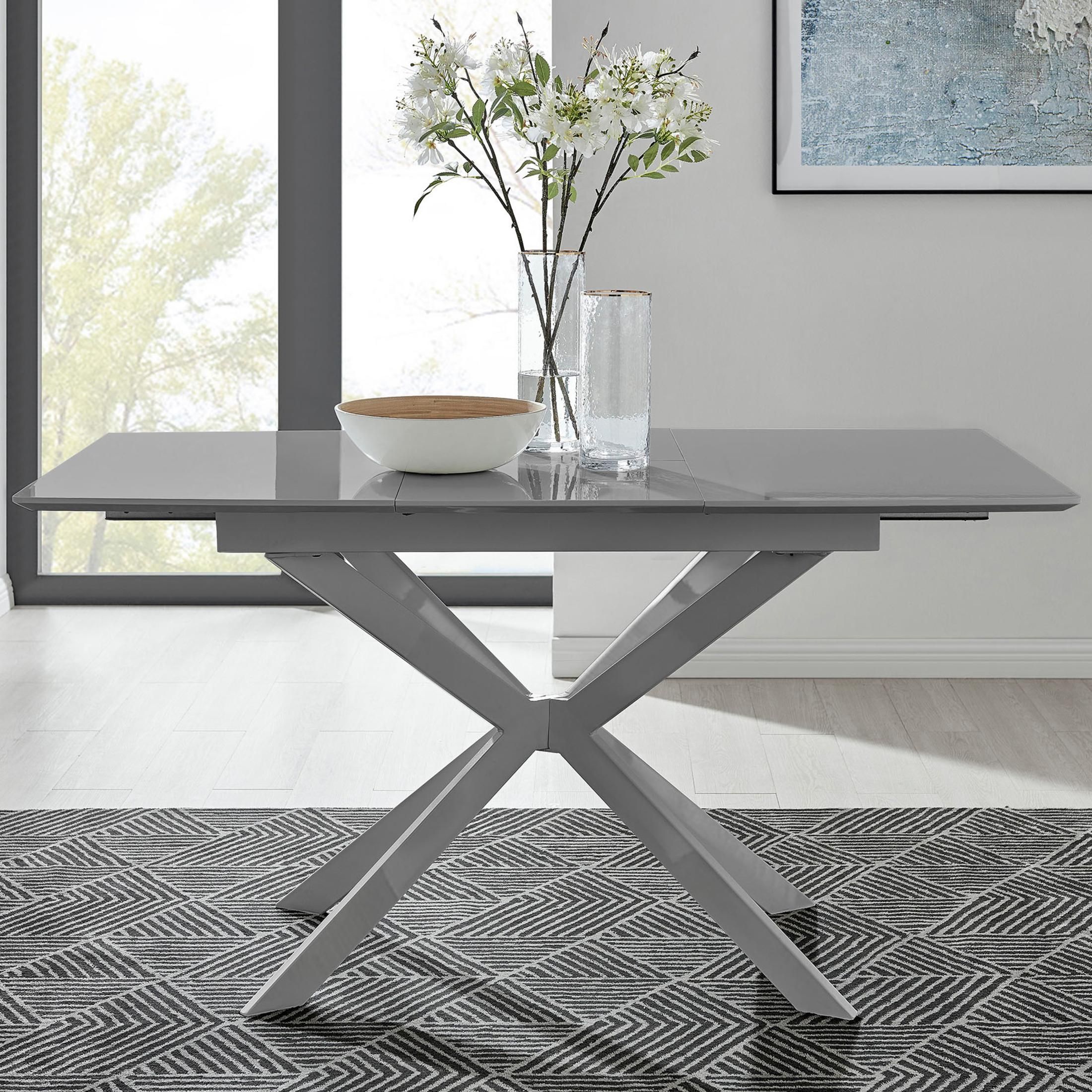 FurnitureboxUK Lira 100cm Rectangular Extending High Gloss 4-6 Seat Dining Table in Grey