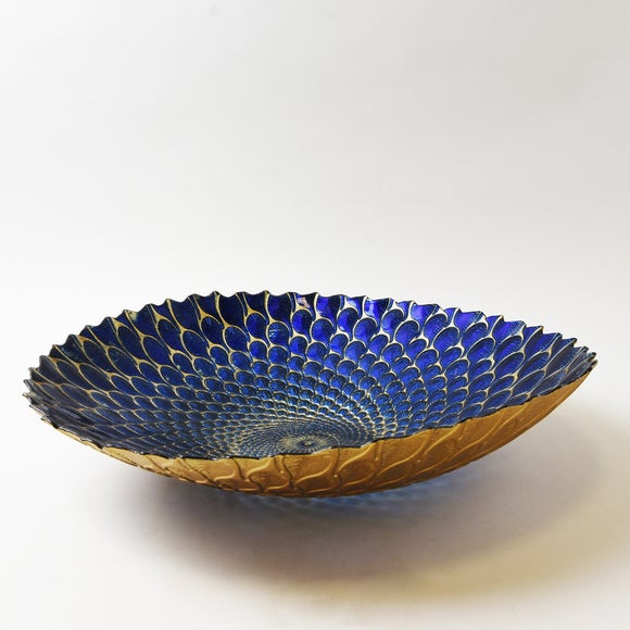 Deco Charm Teal Glass Platter