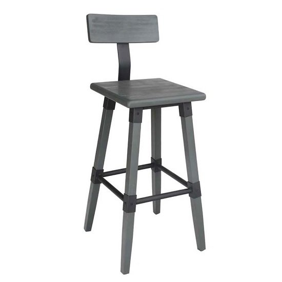 Wito Wooden Bar Stool In Grey Elm With Steel Frame