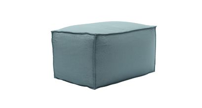 Isaac Small Rectangular Footstool in Lagoon Brushed Linen Cotton - sofa.com