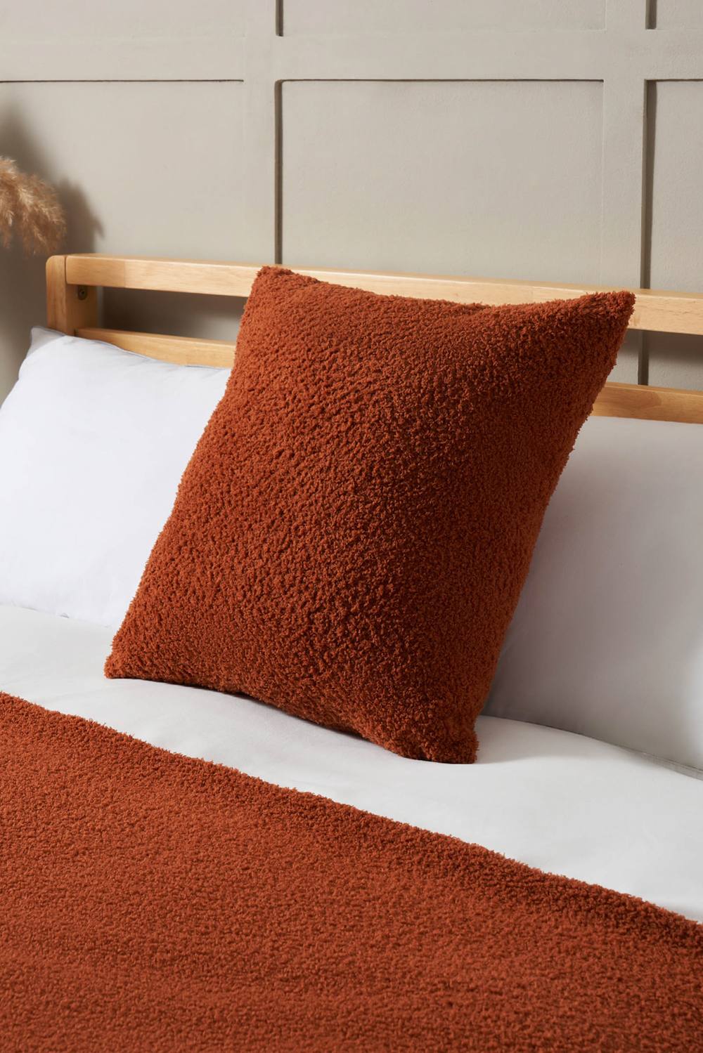 BHS Teddy Bear Fleece Cushion in Orange
