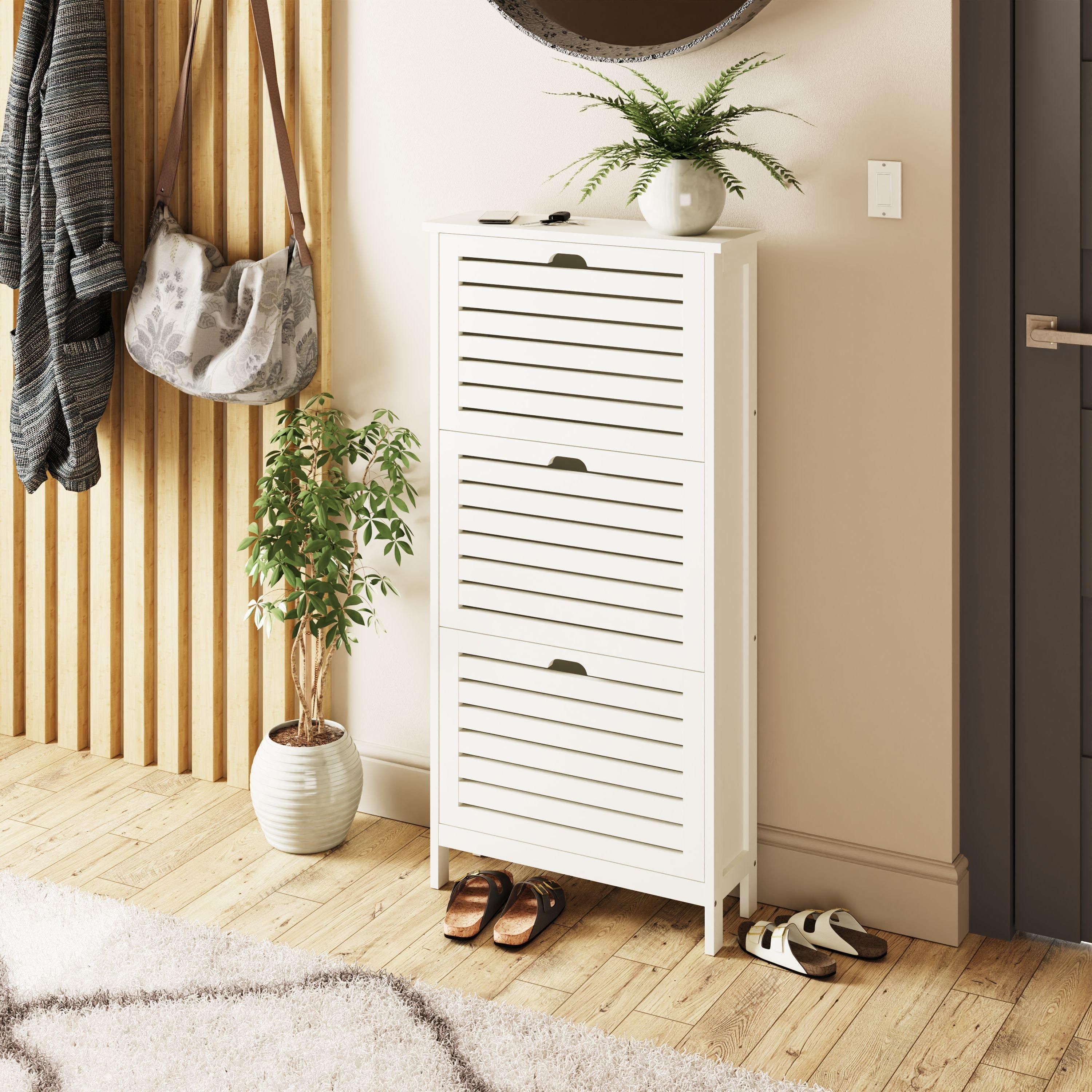 GFW Bergen Three Tier Shoe Cabinet in White
