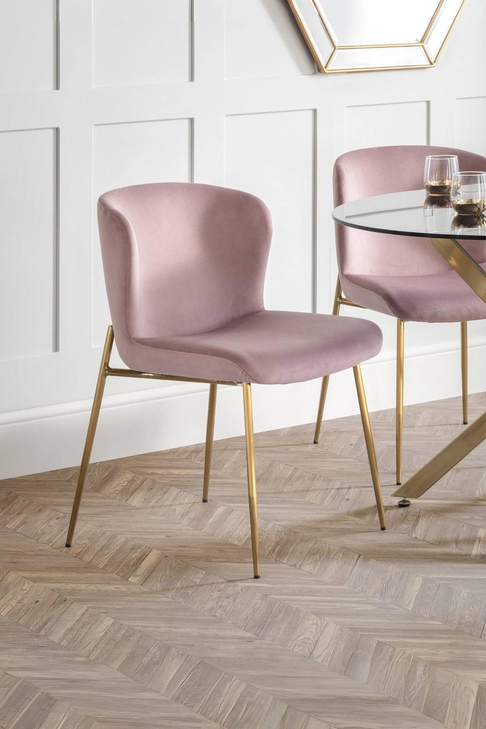 Julian Bowen Harper Upholstered Dining Chair (Set of 2) in Dusty Pink