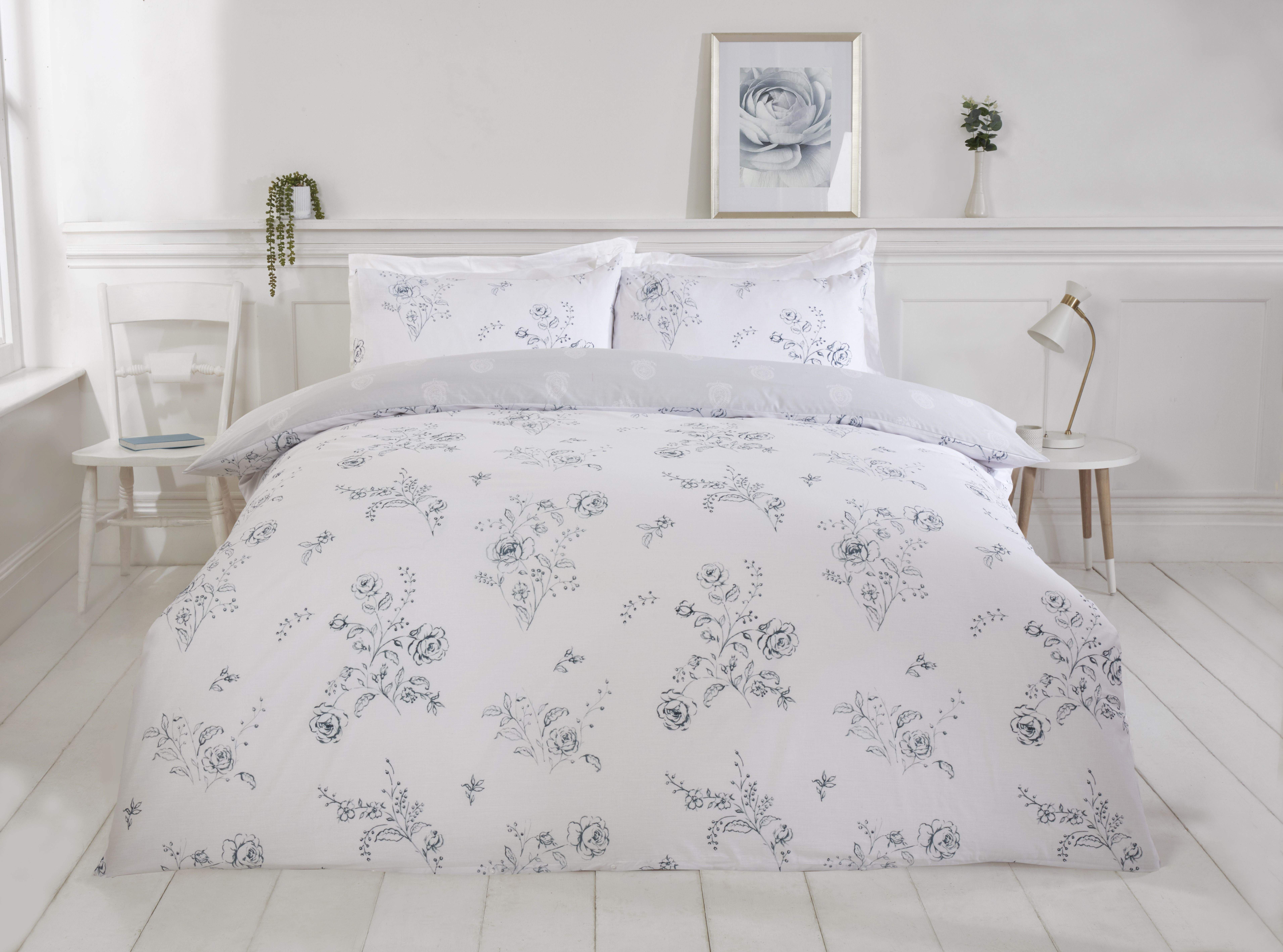 Rapport Home PH Sadie Polycotton Duvet Cover Set With Pillowcase in Blue