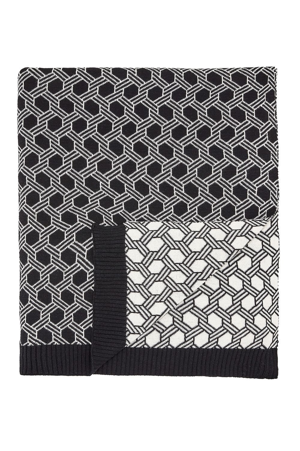 Ted Baker 'Geo Knit' Cotton Throw in Black