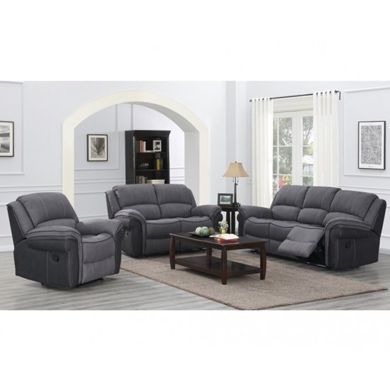 Koeia 3 Seater Sofa And 2 Armchairs Suite In Grey Fusion