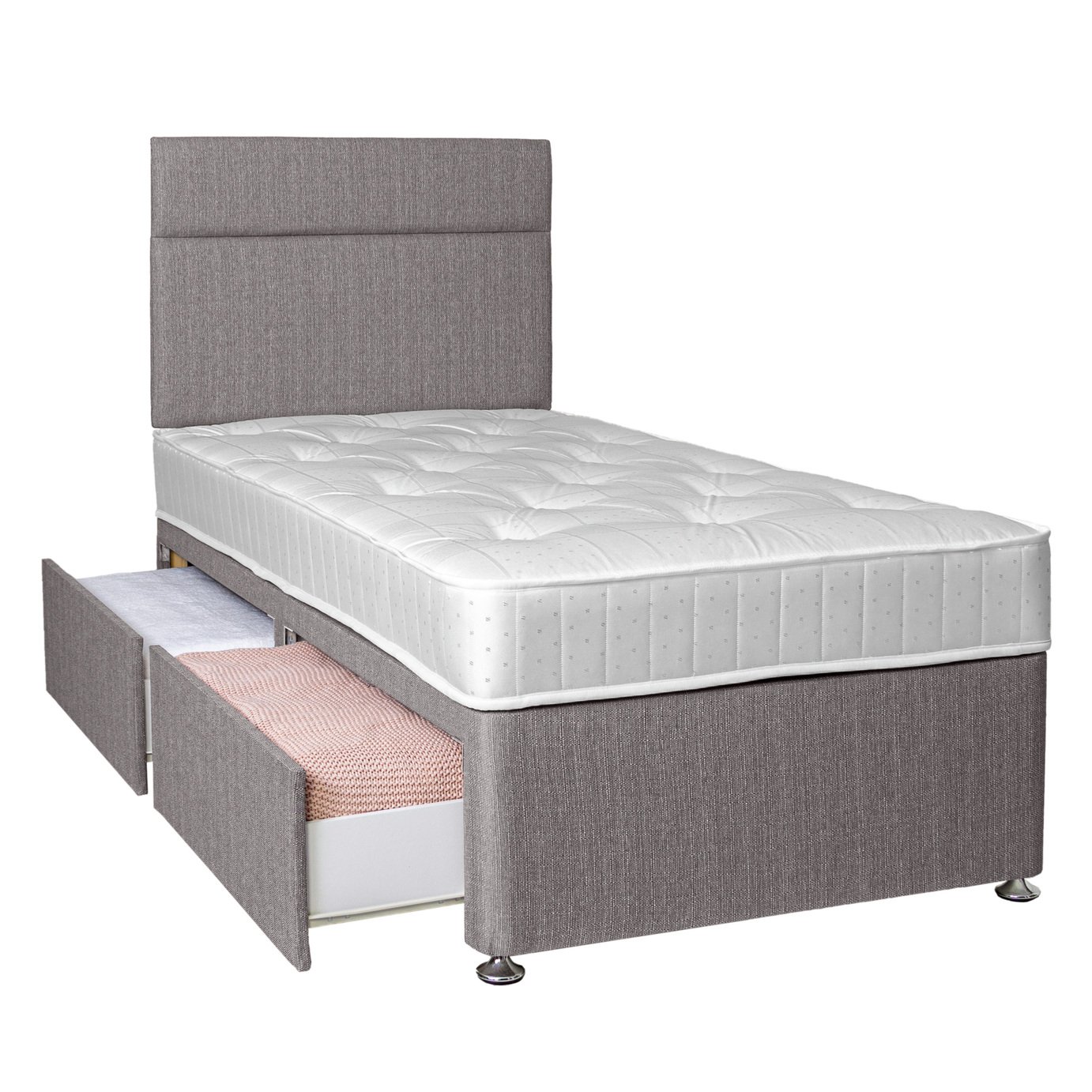 Argos Home Winslow 600 Pocket 2 Drawer Single Divan - Grey