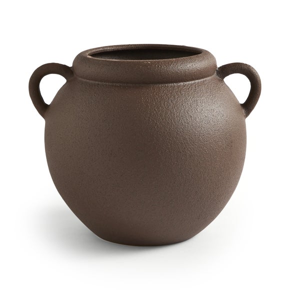 Wide Stone Vase with Handles 3