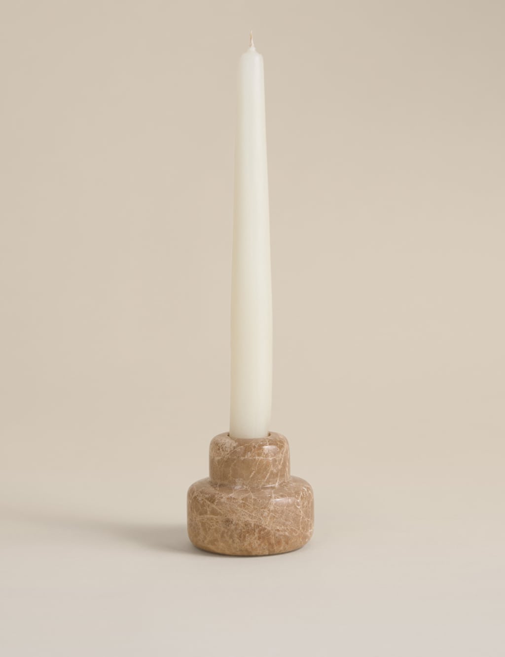 M&S Marble Hybrid Candle Holder Natural