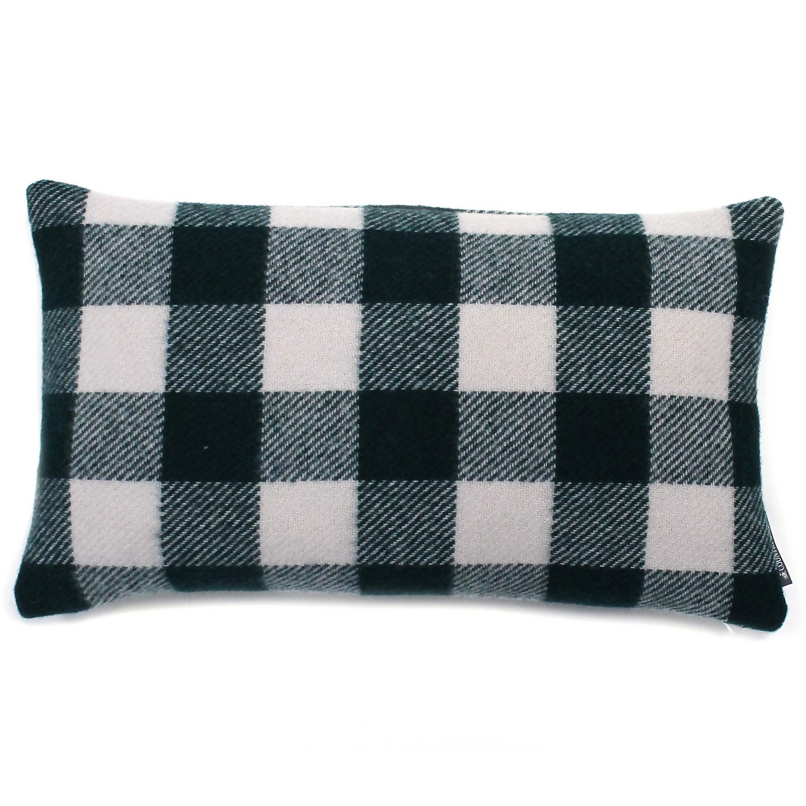Country Living Wool Gingham Cushion - 30x50cm - Dark Green