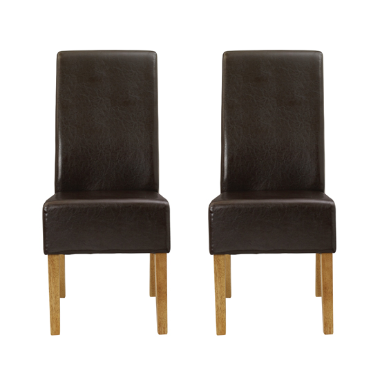 Padstow Brown Finish Dining Chairs In Pair