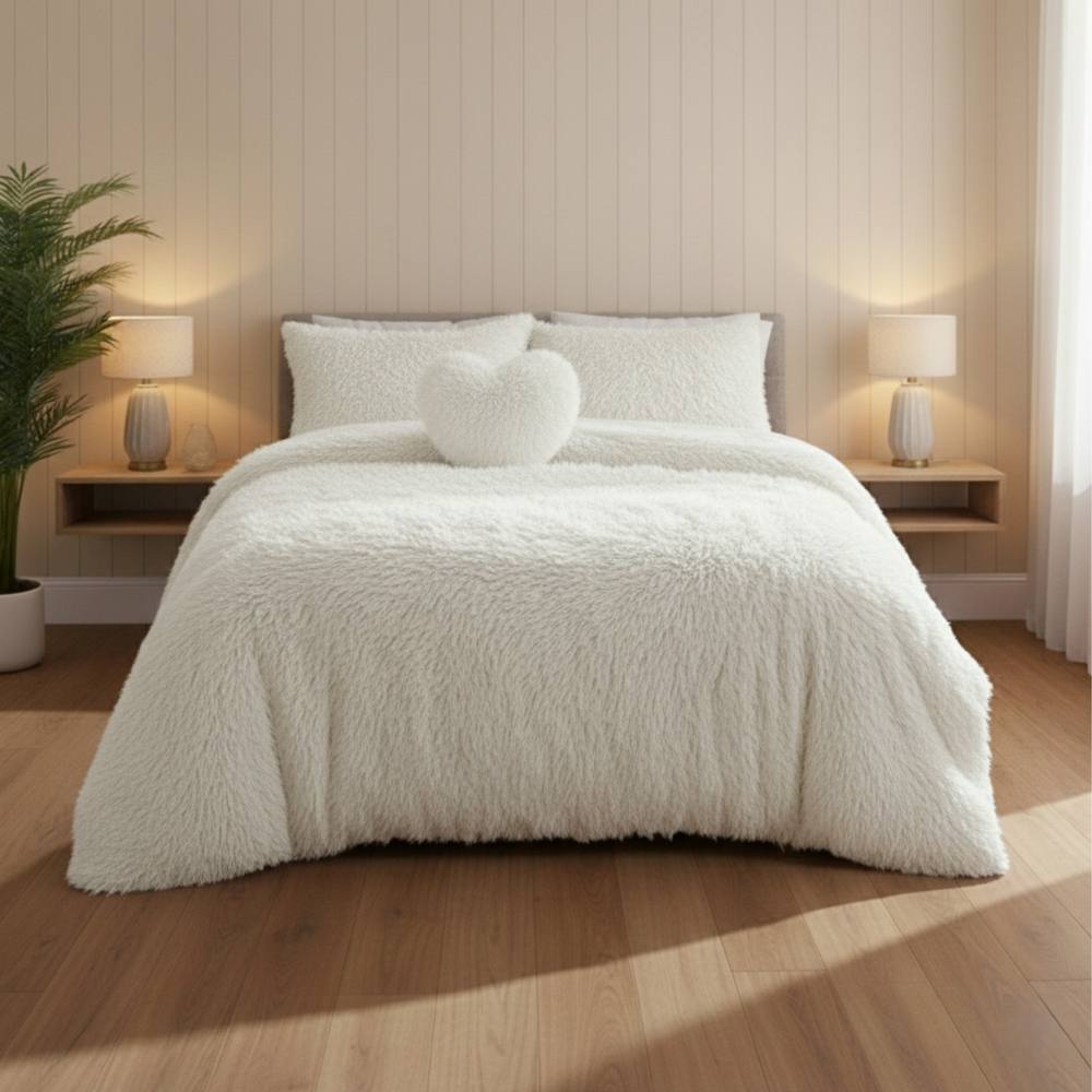 Snug City Super Fluffy Duvet Cover Ultra Soft, Cloud-Like Comfort Snug Sleep in White