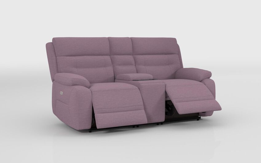 Purple Fabric Fenton 2 Seater Power Recliner Sofa with Media Console