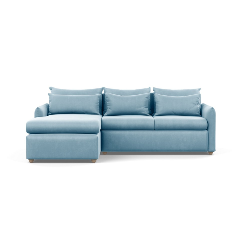 Heal's Pillow Medium Left Hand Corner Chaise Sofa Bed Varese Velvet Sky Black