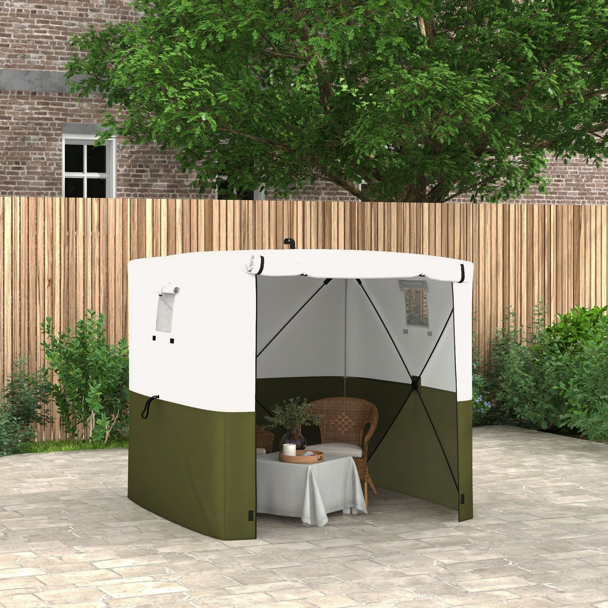 OUTSUNNY 2 x 2m Pop Up Gazebo with Sides Easy up Party Tent with Carry Bag in Green