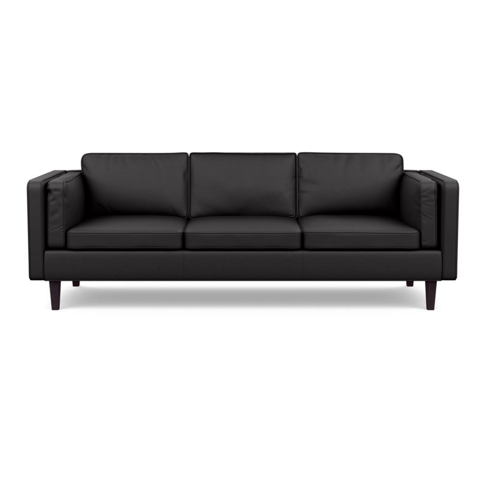 Heal's Chill 4 Seater Sofa Leather Grain Graphite 063 Wenge Feet