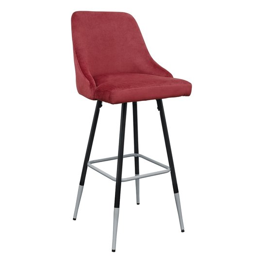 Fiona Red Fabric Bar Stool With Metal Legs