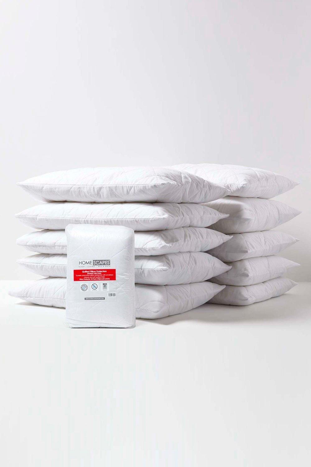 Homescapes Quilted Pillow Protector, Pack of 10 in White