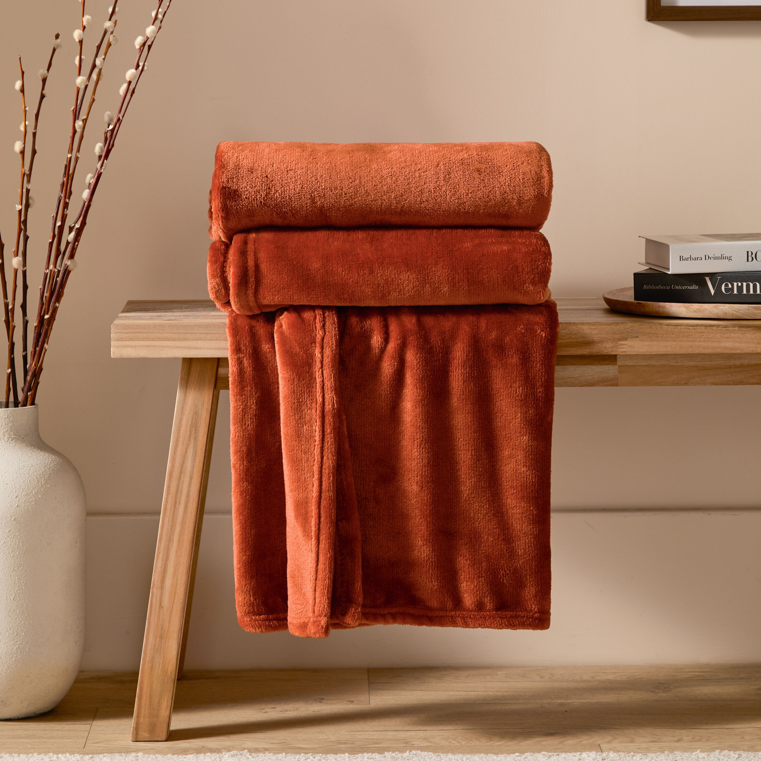 Furn Harrow Fleece Throw in Orange