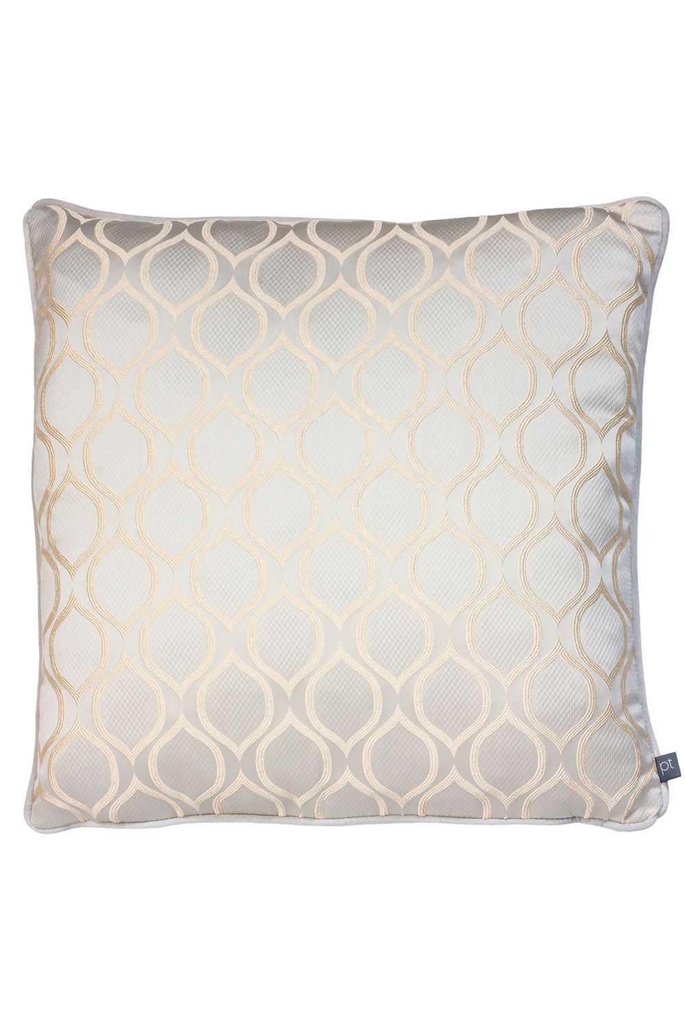 Prestigious Textiles Solitare Geometric Printed Piped Cushion in Metallics