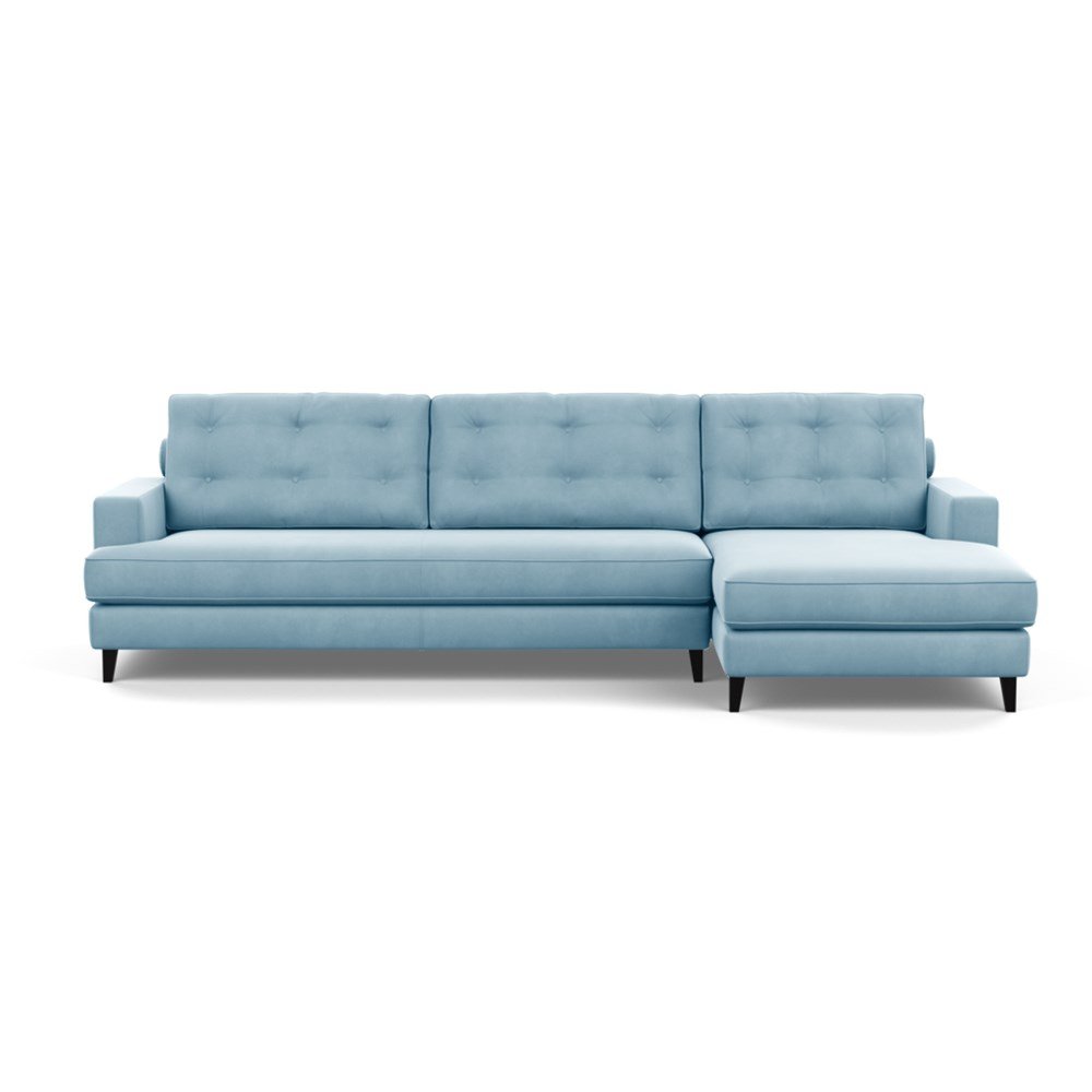 Heal's Mistral Right Hand Facing Corner Sofa Varese Velvet Sky Black Feet