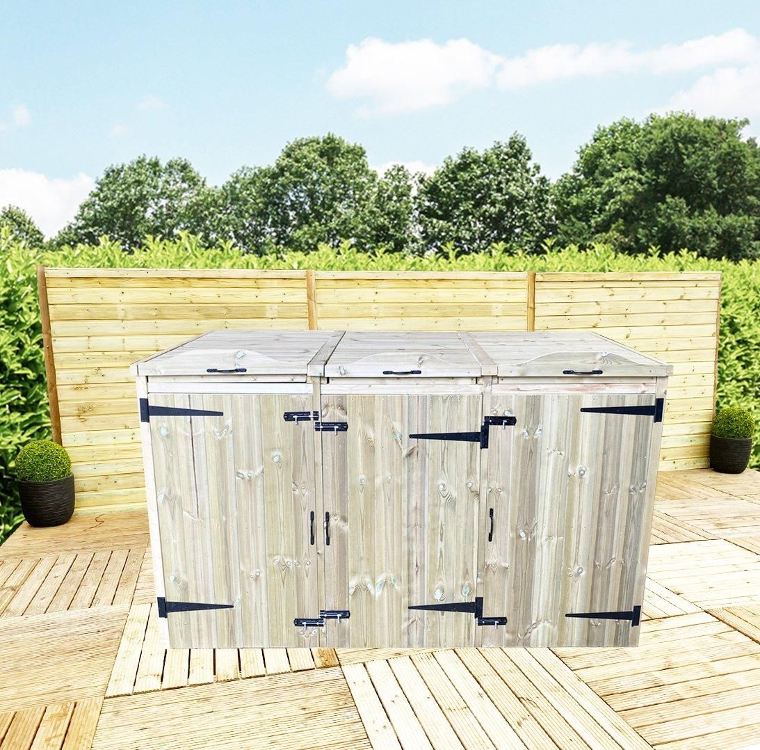 Marlborough Deluxe Pressure Treated Wheelie Bin (3x 240L) in Natural 2