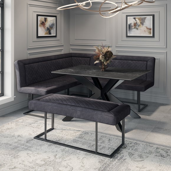 Indus Valley Athena 6 Seater Dining Table Corner Bench Set
