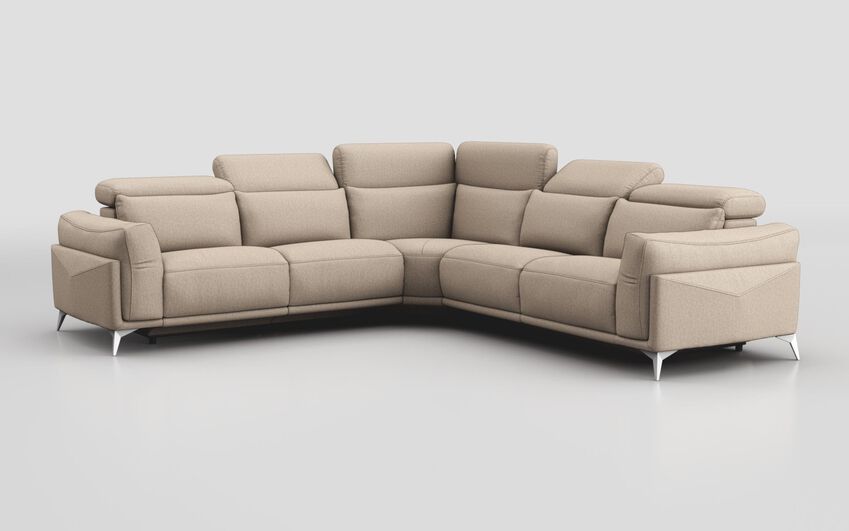Cream Fabric Gattolino 2 Corner 2 Static Sofa with Manual Head Tilt