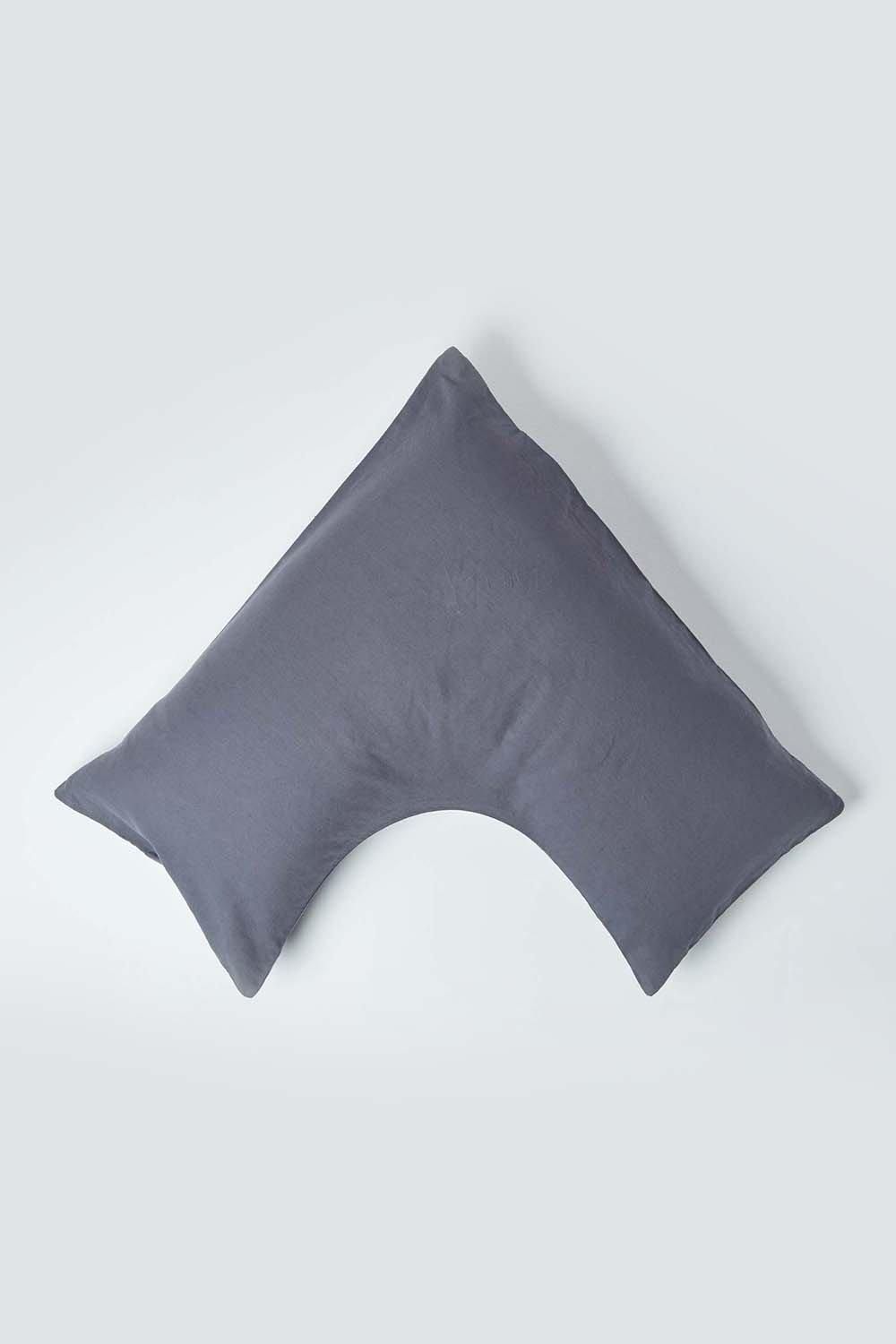 Homescapes Linen V Shaped Pillowcase in Dark Grey