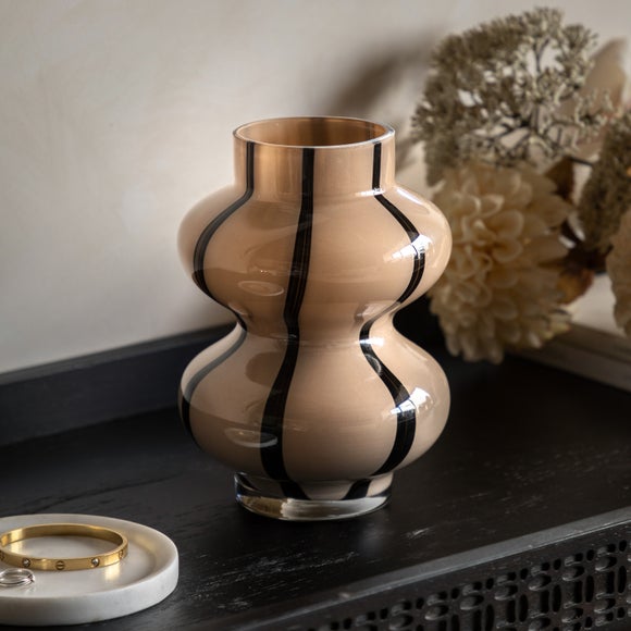 Cedar & Sage Forma Camel & Black Swirl Glass Vase