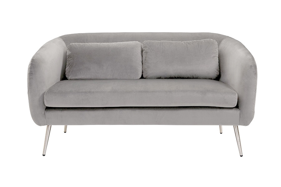 Roanna Two Seat Sofa - Dove Grey - Silver + Brass Legs