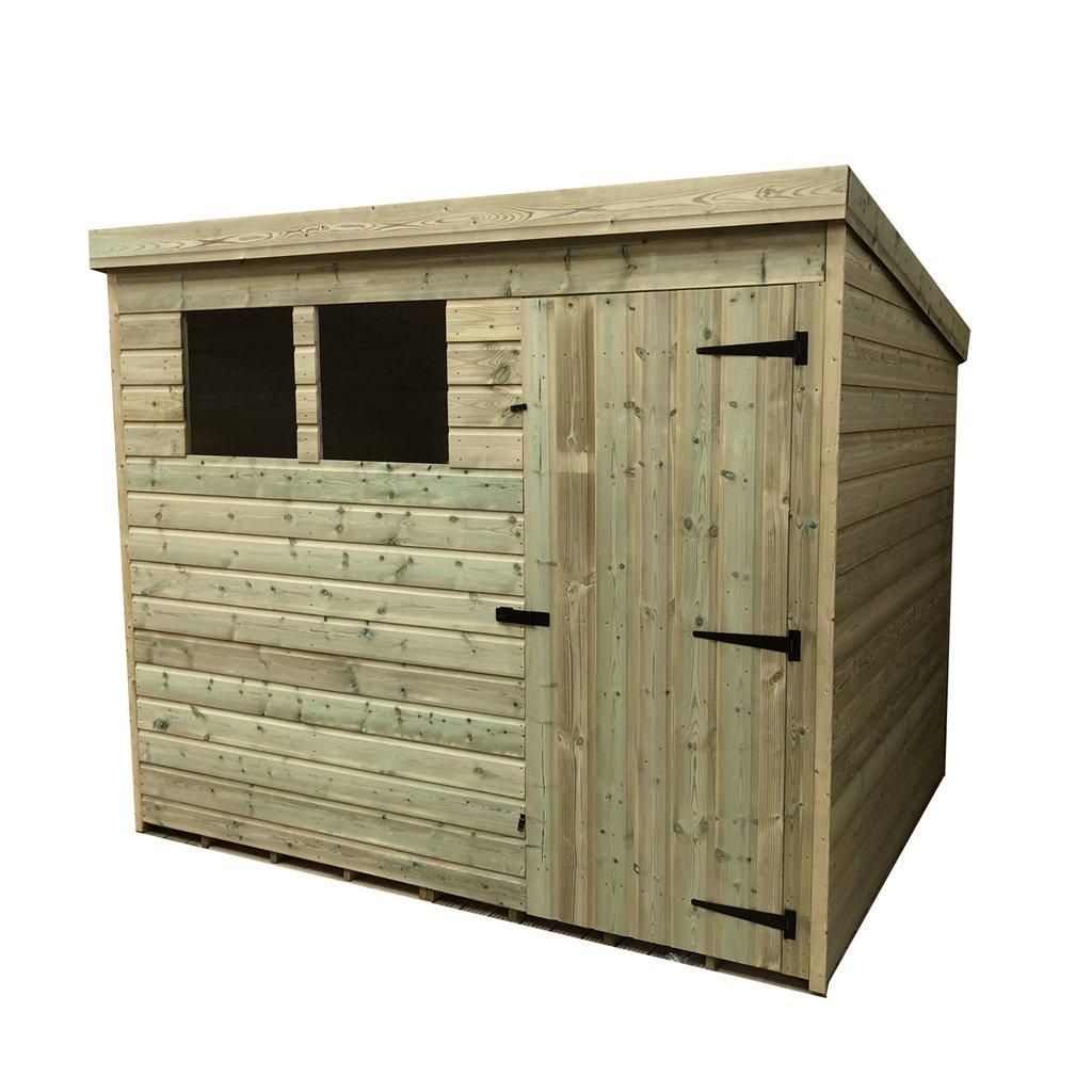 Marlborough 8 x 5 Pressure Treated Pent Garden Shed with Single Door in Natural 5