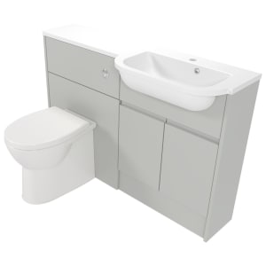 Deccado Clifton Whisper Grey Right Hand 1200mm Slimline Fitted Vanity & Toilet Pan Unit Combination with Right Hand Basin