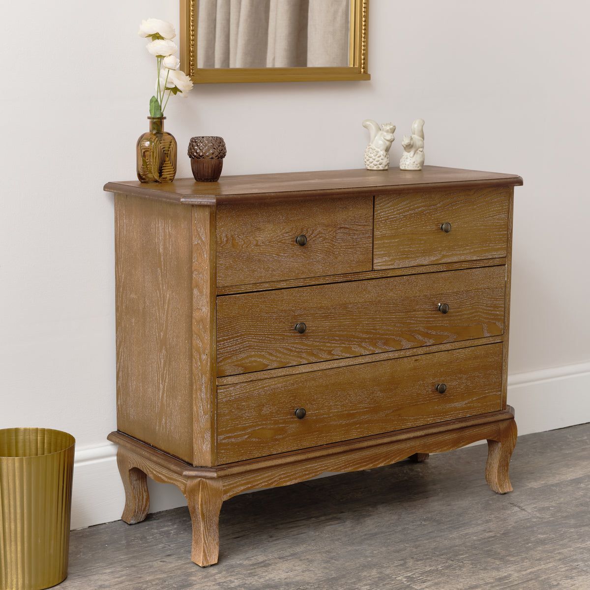 Melody Maison 4 Drawer Dark Wood Chest Of Drawers - Ashwell Range in Brown