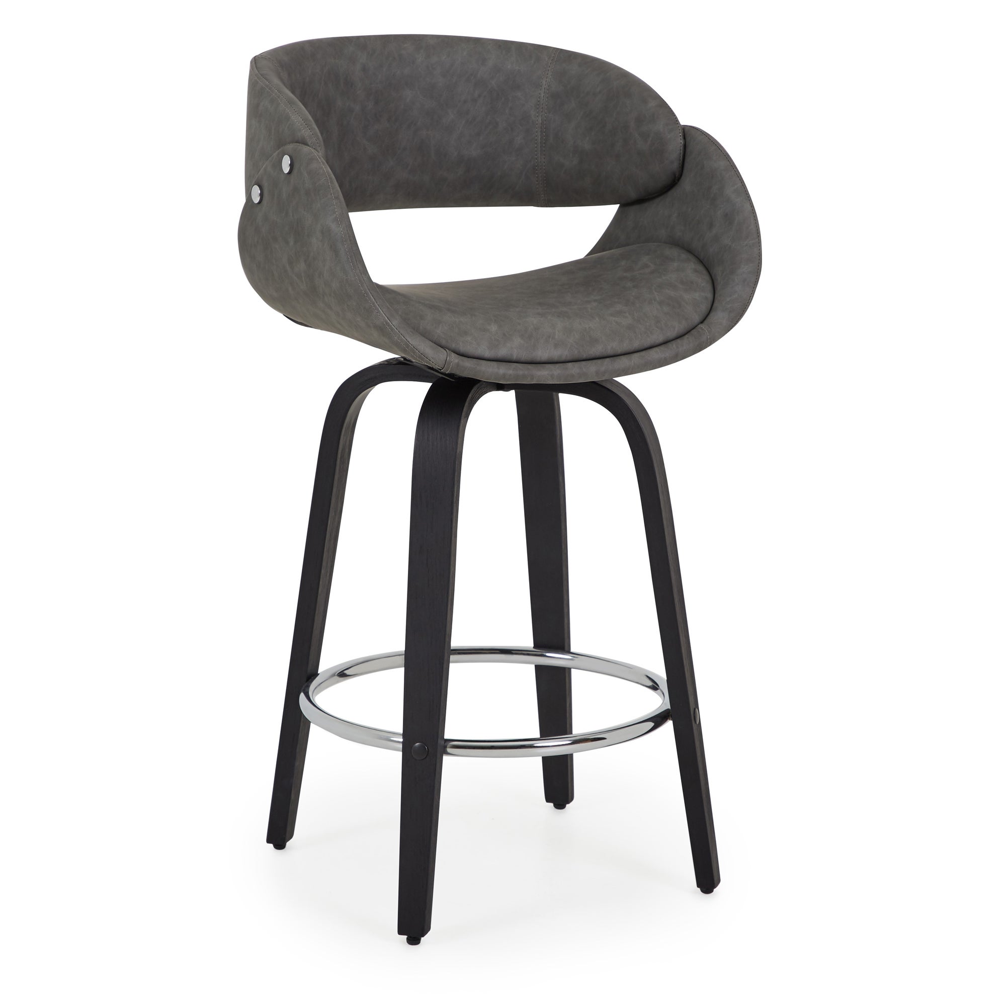 Torcello Bar Stool Grey PU Leather Grey