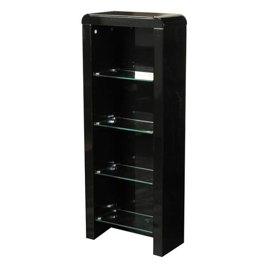 Norset CD DVD Storage Unit In Black Gloss With 4 Glass Shelf