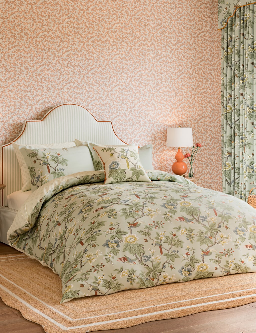 Sanderson Pure Cotton Lophura Bedding Set Grey Mix