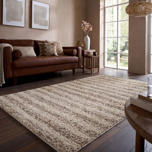 Arven Striped Wool-Look Shaggy Rug