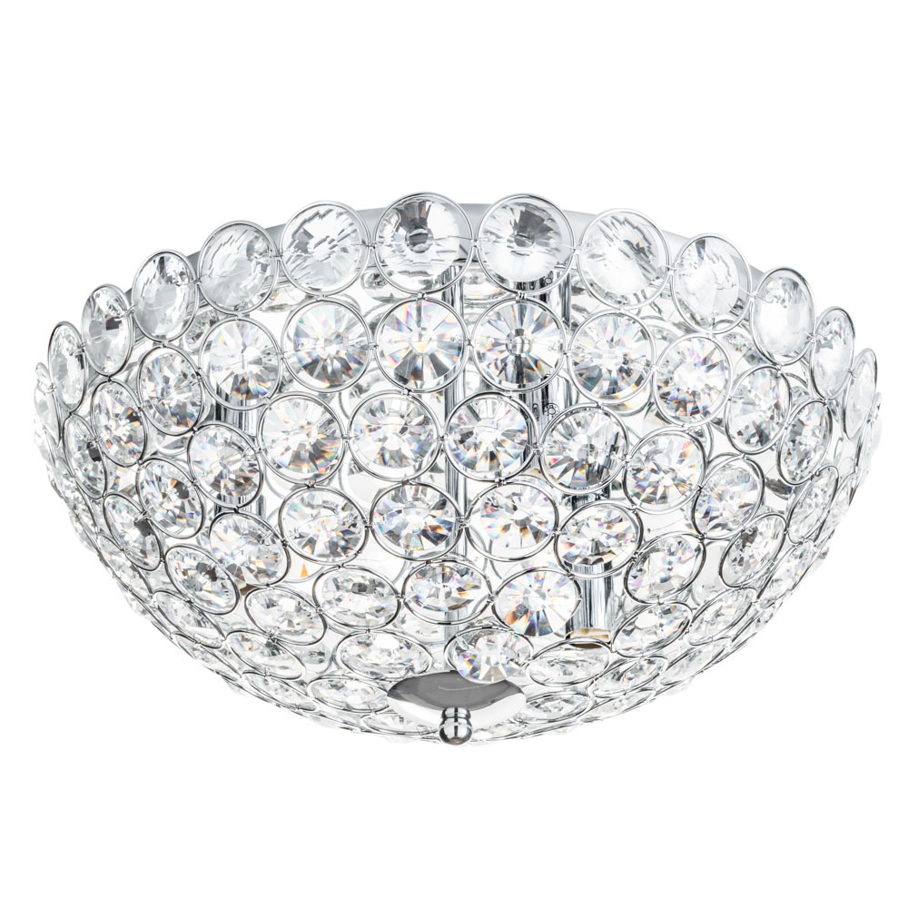 Ava Flush Ceiling Light, Chrome and Clear