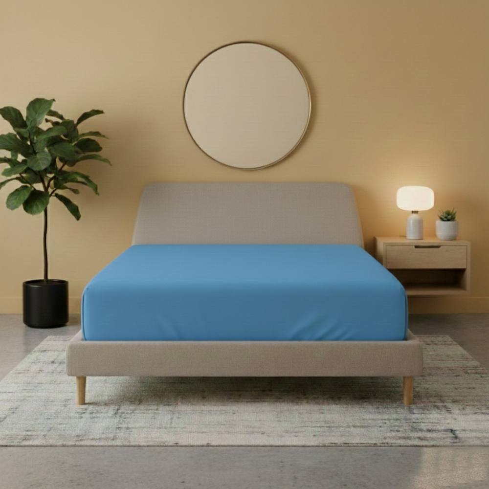 Snug City Flannelette Fitted Sheet Soft Brushed Cotton Bedding Warmth Comfort in Blue