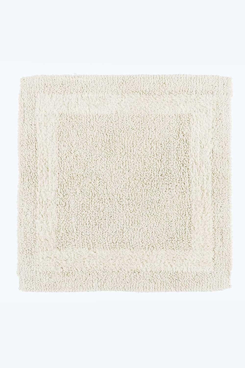 Homescapes Luxury Square Bath Mat 1600GSM 100% Cotton Reversible Shower Mat, 50cm in Cream