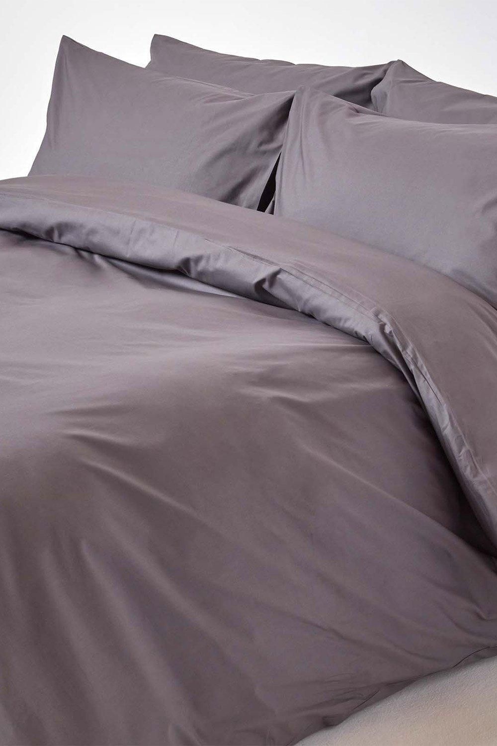 Homescapes Egyptian Cotton Duvet Cover with Pillowcase, 200 TC in Dark Grey
