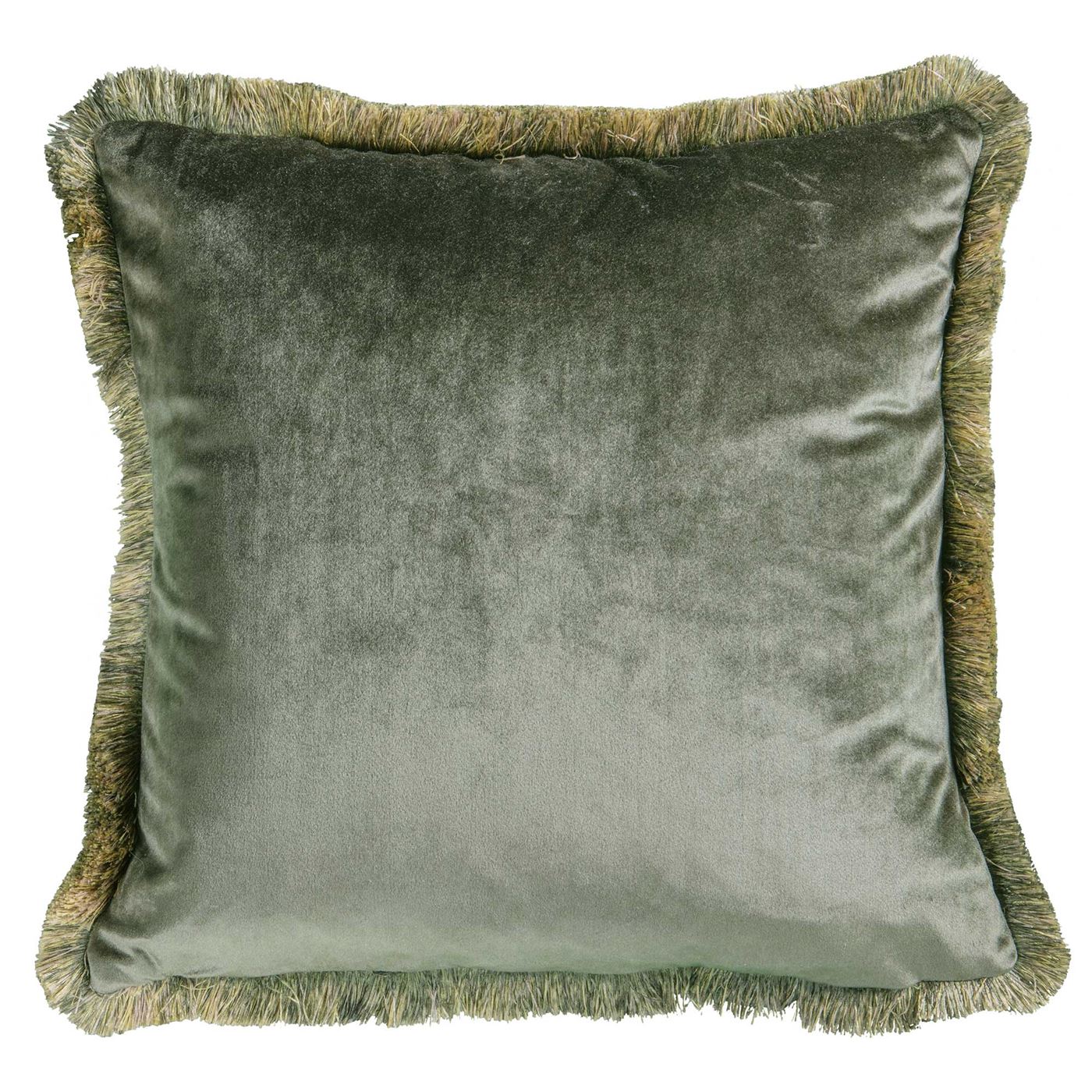 Fringed Velvet Cushion, Teal