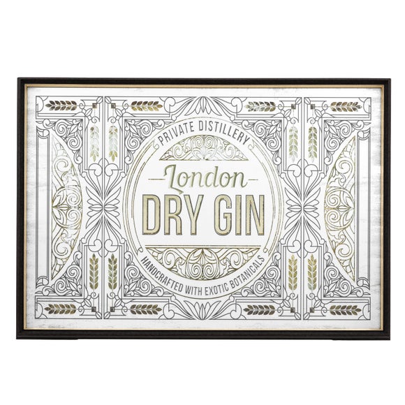 Cedar and Sage Antique Printed London Dry Gin Wall Mirror
