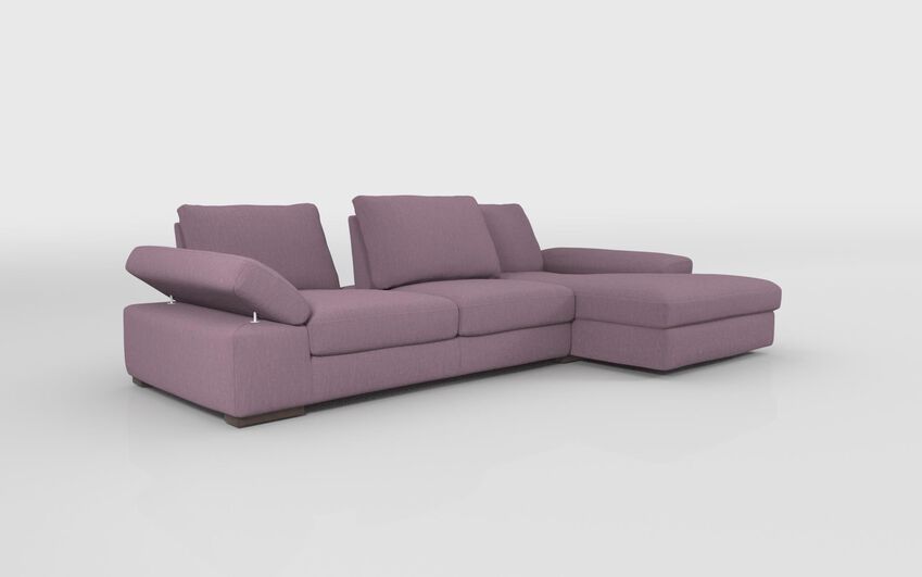 Purple Fabric Savazza 4 Seater Sofa with Adjustable Back Rest Right Hand Facing Lounger