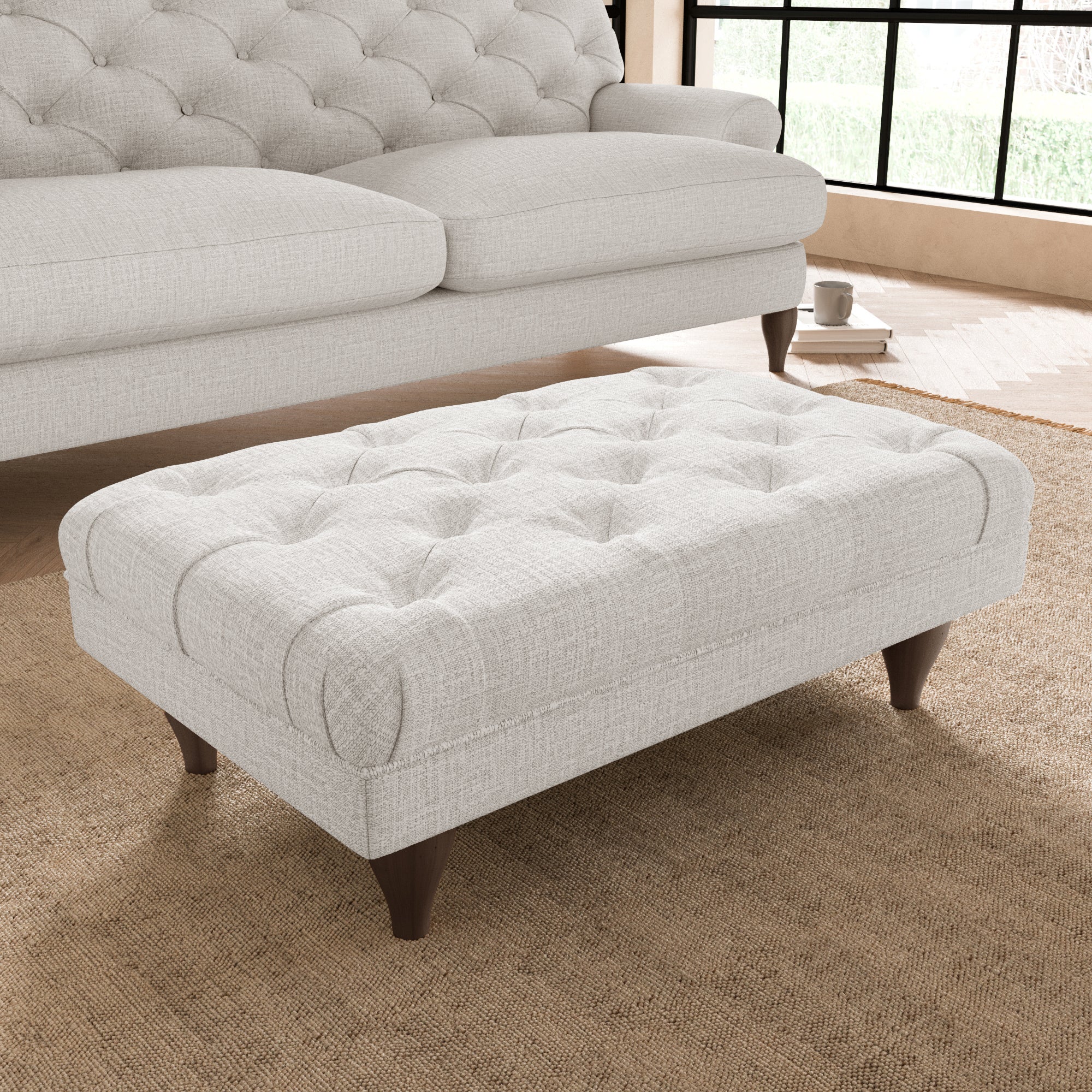 Warwick Textured Weave Footstool Textured Weave Sandstone