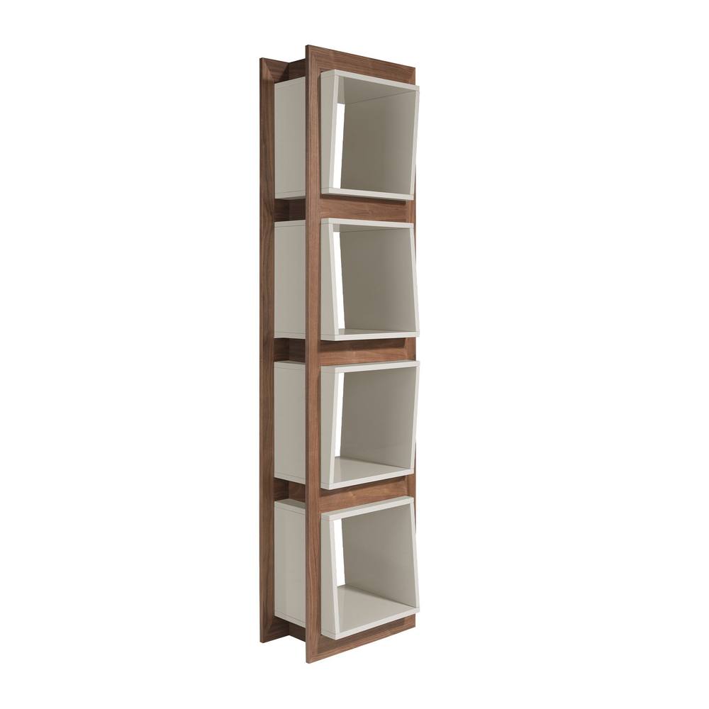 Angel Cerda Walnut Veneer Cube Shelf, Glossy Pearl Grey 50x41x200