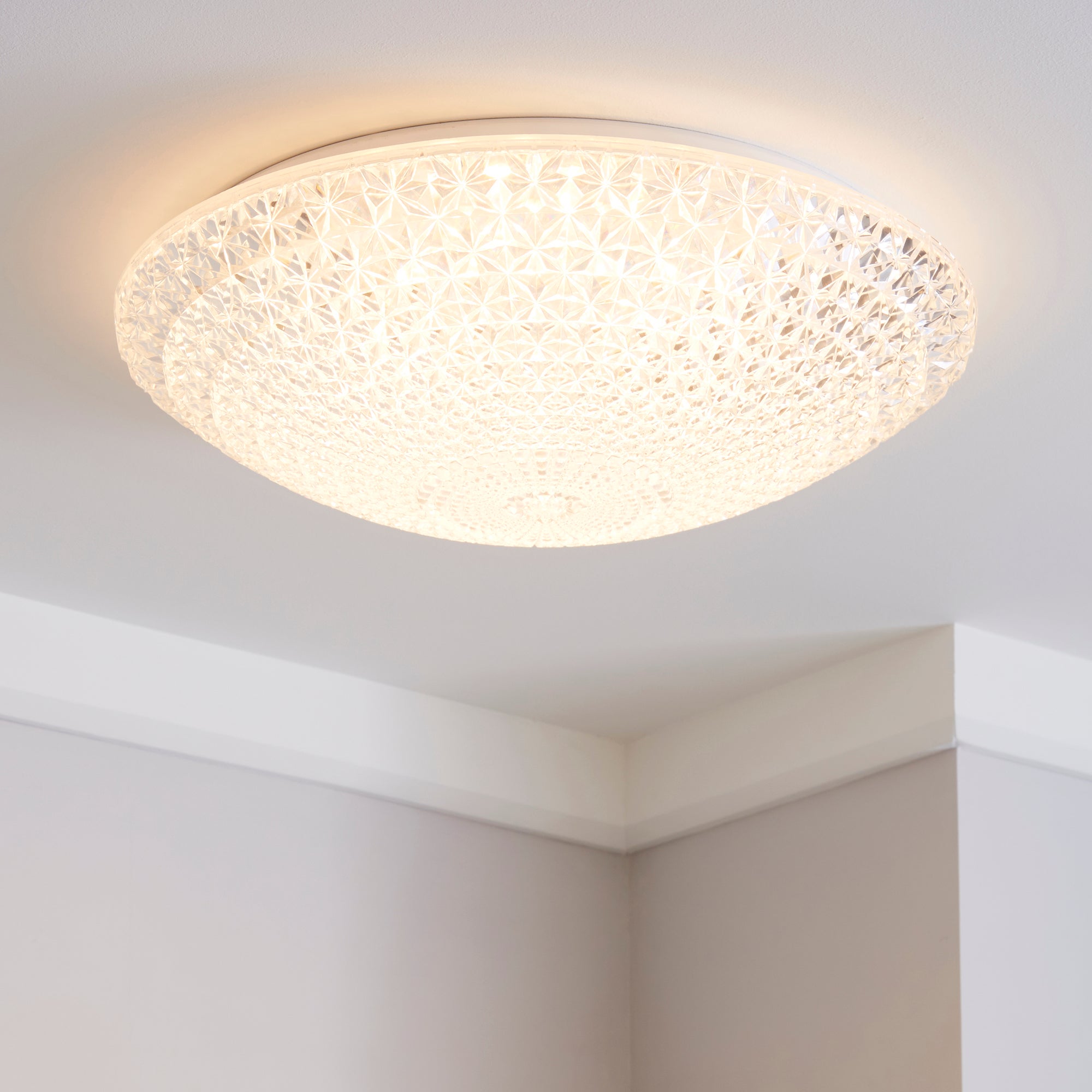 Termoli 40cm LED Flush Ceiling Fitting Clear