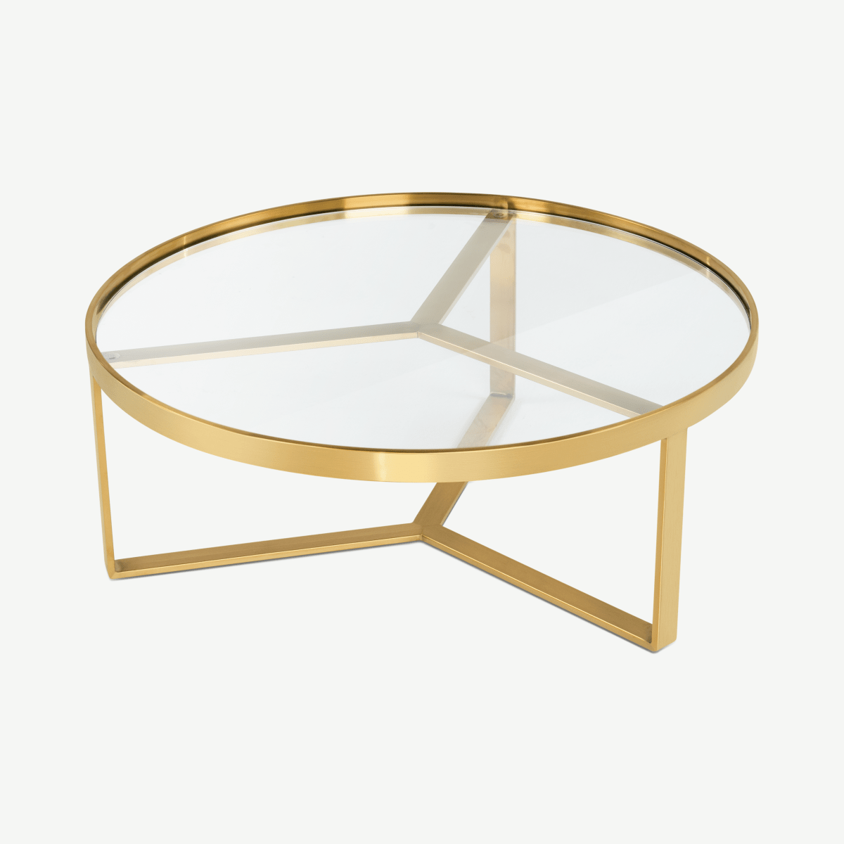 Aula Coffee Table, Brushed Brass & Glass